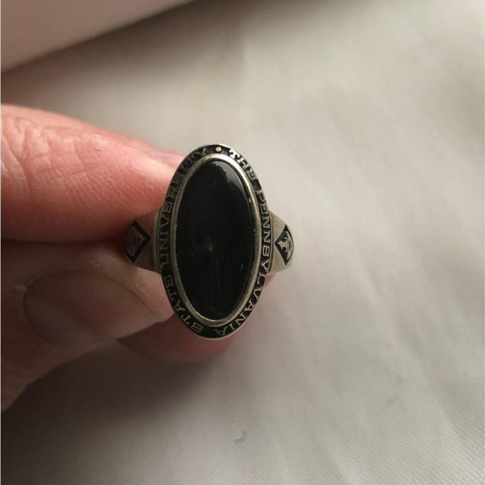 Vintage Josten 10k White Gold Black Onyx The Pennsylvania State University 1968!